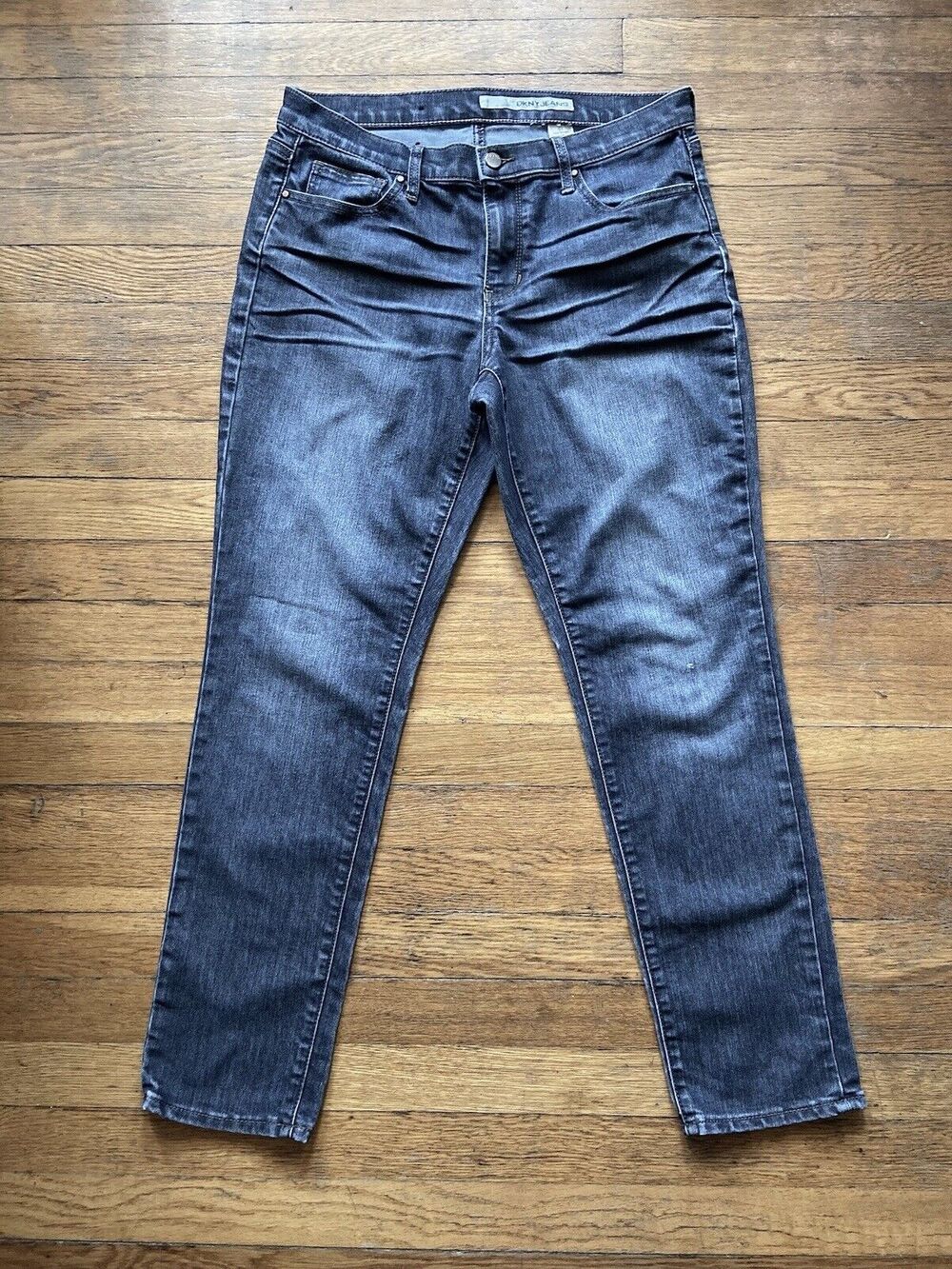DKNY Jeans Distressed Mid-Rise Denim Jeans sz 8